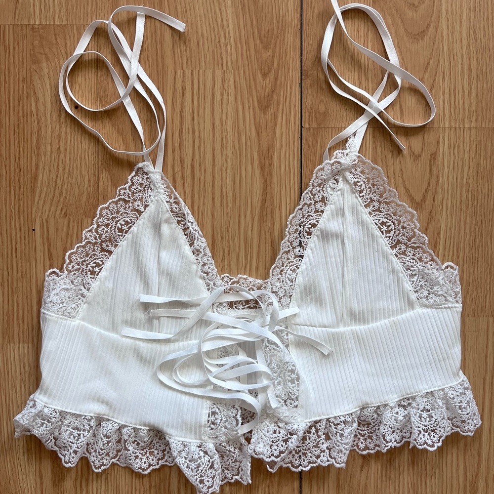 Cottagecore Lace Tie-Up Blouse